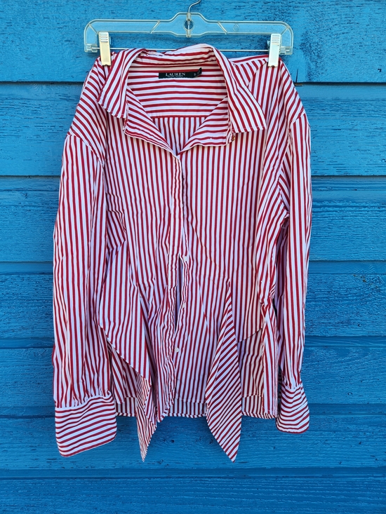 Lauren Ralph Lauren Tops - Lauren Ralph Lauren Red and White Striped Button-Front Blouse